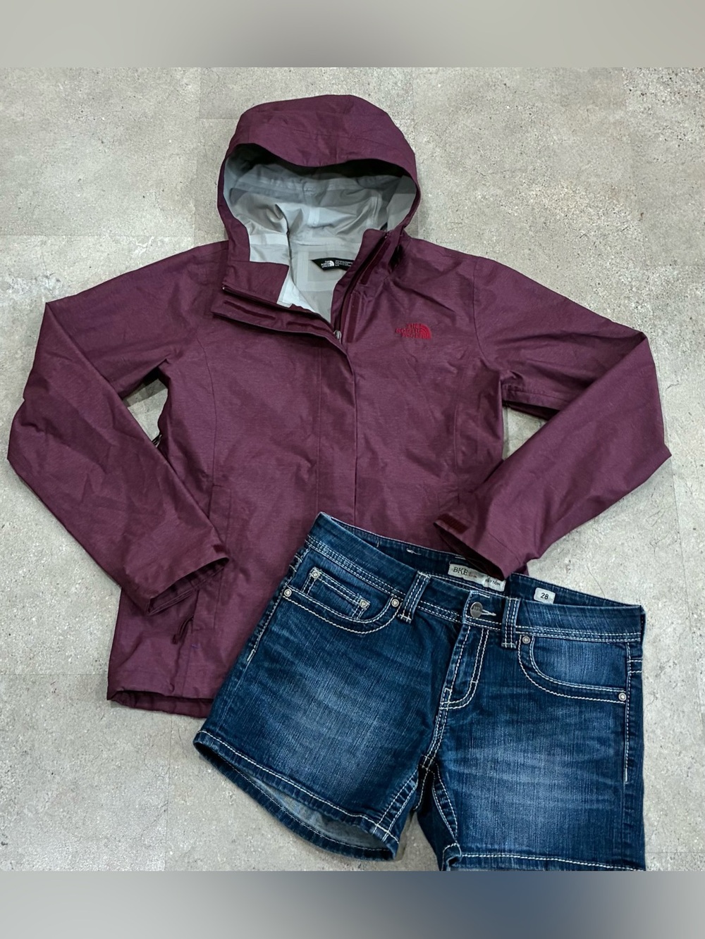 Womens BKE/NORTH FACE Payton Denim Shorts & Dryvent Jacket, sz 28